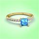 3 - Aurin 6.00 mm Princess Blue Topaz and Diamond Engagement Ring 