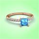 3 - Aurin 6.00 mm Princess Blue Topaz and Diamond Engagement Ring 