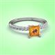 3 - Aurin 6.00 mm Princess Citrine and Diamond Engagement Ring 
