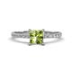 1 - Aurin 6.00 mm Princess Peridot and Diamond Engagement Ring 