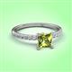3 - Aurin 6.00 mm Princess Peridot and Diamond Engagement Ring 