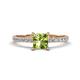 Aurin 6.00 mm Princess Peridot and Diamond Engagement Ring 