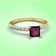 3 - Aurin 6.00 mm Princess Rhodolite Garnet and Diamond Engagement Ring 