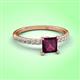 3 - Aurin 6.00 mm Princess Rhodolite Garnet and Diamond Engagement Ring 