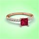 3 - Aurin 6.00 mm Princess Lab Created Ruby and Diamond Engagement Ring 