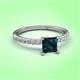 3 - Aurin 6.00 mm Princess London Blue Topaz and Diamond Engagement Ring 