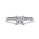 Aurin GIA Certified 6.00 mm Princess Diamond and Diamond Engagement Ring 