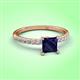 3 - Aurin 6.00 mm Princess Lab Created Blue Sapphire and Diamond Engagement Ring 