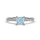 1 - Aurin 6.00 mm Princess Aquamarine and Diamond Engagement Ring 
