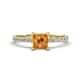 Aurin 6.00 mm Princess Citrine and Diamond Engagement Ring 