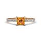 Aurin 6.00 mm Princess Citrine and Diamond Engagement Ring 