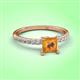 3 - Aurin 6.00 mm Princess Citrine and Diamond Engagement Ring 