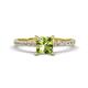 Aurin 6.00 mm Princess Peridot and Diamond Engagement Ring 