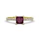 1 - Aurin 6.00 mm Princess Rhodolite Garnet and Diamond Engagement Ring 