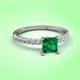 3 - Aurin 6.00 mm Princess Lab Created Emerald and Diamond Engagement Ring 