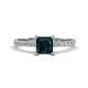 Aurin 6.00 mm Princess London Blue Topaz and Diamond Engagement Ring 