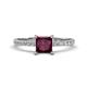 Aurin 6.00 mm Princess Rhodolite Garnet and Diamond Engagement Ring 