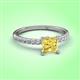 3 - Aurin 6.00 mm Round Lab Created Yellow Sapphire and Diamond Engagement Ring 
