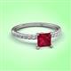 3 - Aurin 6.00 mm Princess Lab Created Ruby and Diamond Engagement Ring 