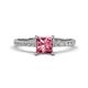 1 - Aurin 6.00 mm Princess Pink Tourmaline and Diamond Engagement Ring 