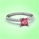3 - Aurin 6.00 mm Princess Pink Tourmaline and Diamond Engagement Ring 