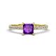 1 - Aurin 6.00 mm Princess Amethyst and Diamond Engagement Ring 
