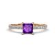1 - Aurin 6.00 mm Princess Amethyst and Diamond Engagement Ring 