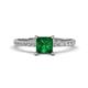 1 - Aurin 6.00 mm Princess Lab Created Emerald and Diamond Engagement Ring 