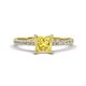 1 - Aurin 6.00 mm Round Lab Created Yellow Sapphire and Diamond Engagement Ring 