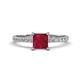 1 - Aurin 6.00 mm Princess Lab Created Ruby and Diamond Engagement Ring 