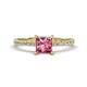 1 - Aurin 6.00 mm Princess Pink Tourmaline and Diamond Engagement Ring 