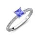 4 - Aurin 6.00 mm Princess Tanzanite and Diamond Engagement Ring 
