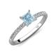 4 - Aurin 6.00 mm Princess Aquamarine and Diamond Engagement Ring 