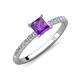 4 - Aurin 6.00 mm Princess Amethyst and Diamond Engagement Ring 