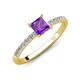 4 - Aurin 6.00 mm Princess Amethyst and Diamond Engagement Ring 