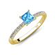 4 - Aurin 6.00 mm Princess Blue Topaz and Diamond Engagement Ring 