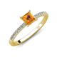 4 - Aurin 6.00 mm Princess Citrine and Diamond Engagement Ring 