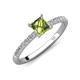 4 - Aurin 6.00 mm Princess Peridot and Diamond Engagement Ring 