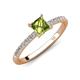 4 - Aurin 6.00 mm Princess Peridot and Diamond Engagement Ring 