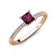 4 - Aurin 6.00 mm Princess Rhodolite Garnet and Diamond Engagement Ring 