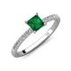 4 - Aurin 6.00 mm Princess Lab Created Emerald and Diamond Engagement Ring 