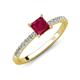 4 - Aurin 6.00 mm Princess Lab Created Ruby and Diamond Engagement Ring 