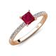 4 - Aurin 6.00 mm Princess Lab Created Ruby and Diamond Engagement Ring 