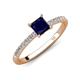 4 - Aurin 6.00 mm Princess Lab Created Blue Sapphire and Diamond Engagement Ring 