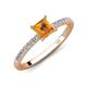 4 - Aurin 6.00 mm Princess Citrine and Diamond Engagement Ring 