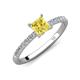 4 - Aurin 6.00 mm Round Lab Created Yellow Sapphire and Diamond Engagement Ring 