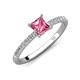 4 - Aurin 6.00 mm Princess Pink Tourmaline and Diamond Engagement Ring 