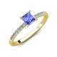 4 - Aurin 6.00 mm Princess Tanzanite and Diamond Engagement Ring 