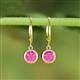 3 - Cara Lab Created Pink Sapphire (6mm) Solitaire Dangling Earrings 