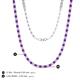 5 - Gracelyn 2.20 mm Round Diamond and Amethyst Adjustable Tennis Necklace 